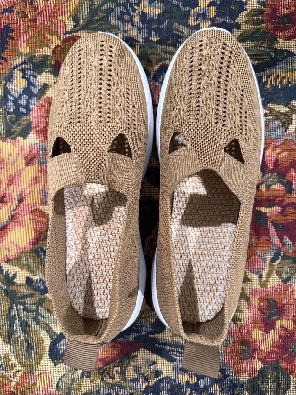 Comfort Knit Slip-On Sneakers in Tan
